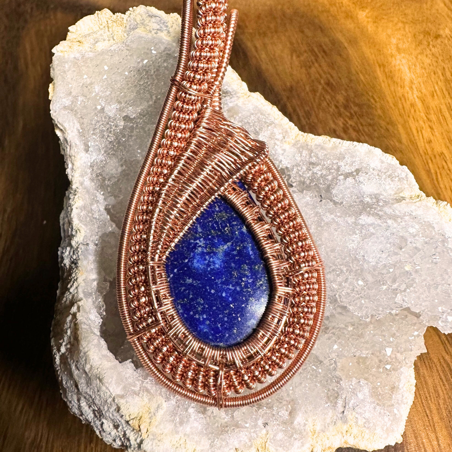 Copper Wire Wrapped Lapis Lazuli Pendant