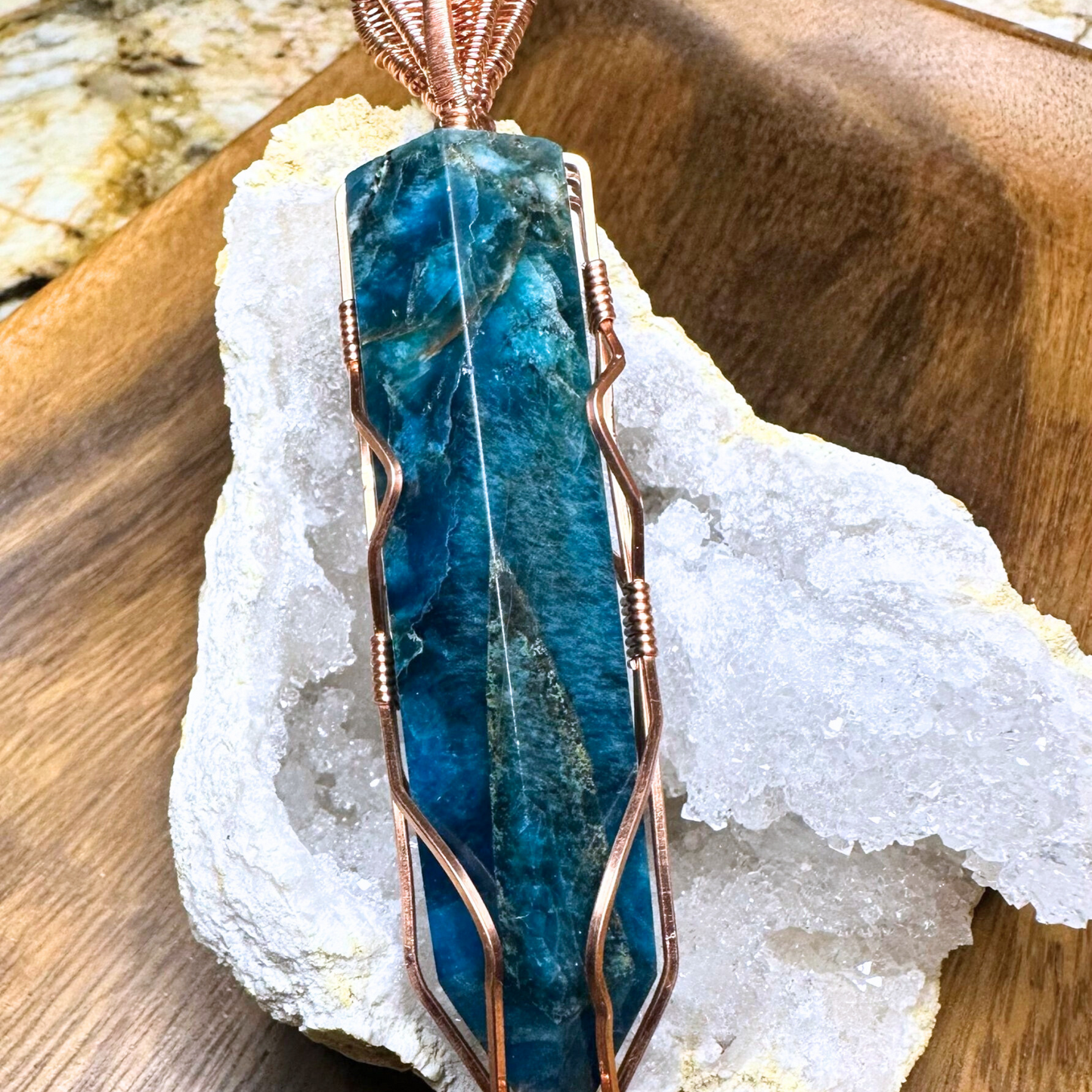 Copper Wire Wrapped Apatite Tower