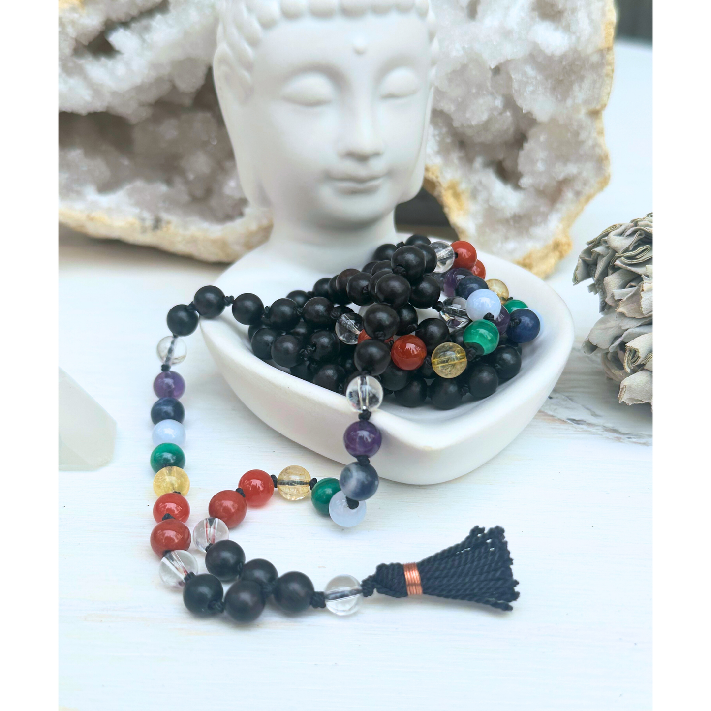 Healing Chakra Stones & Ebony Blackwood Mala
