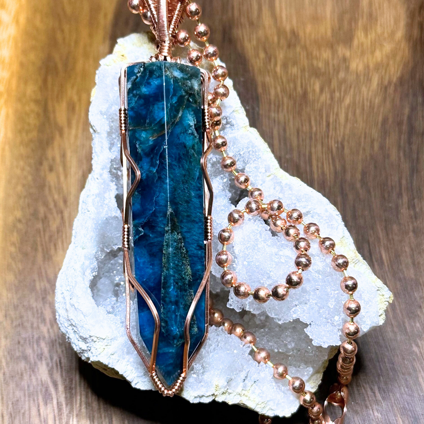 Copper Wire Wrapped Apatite Tower