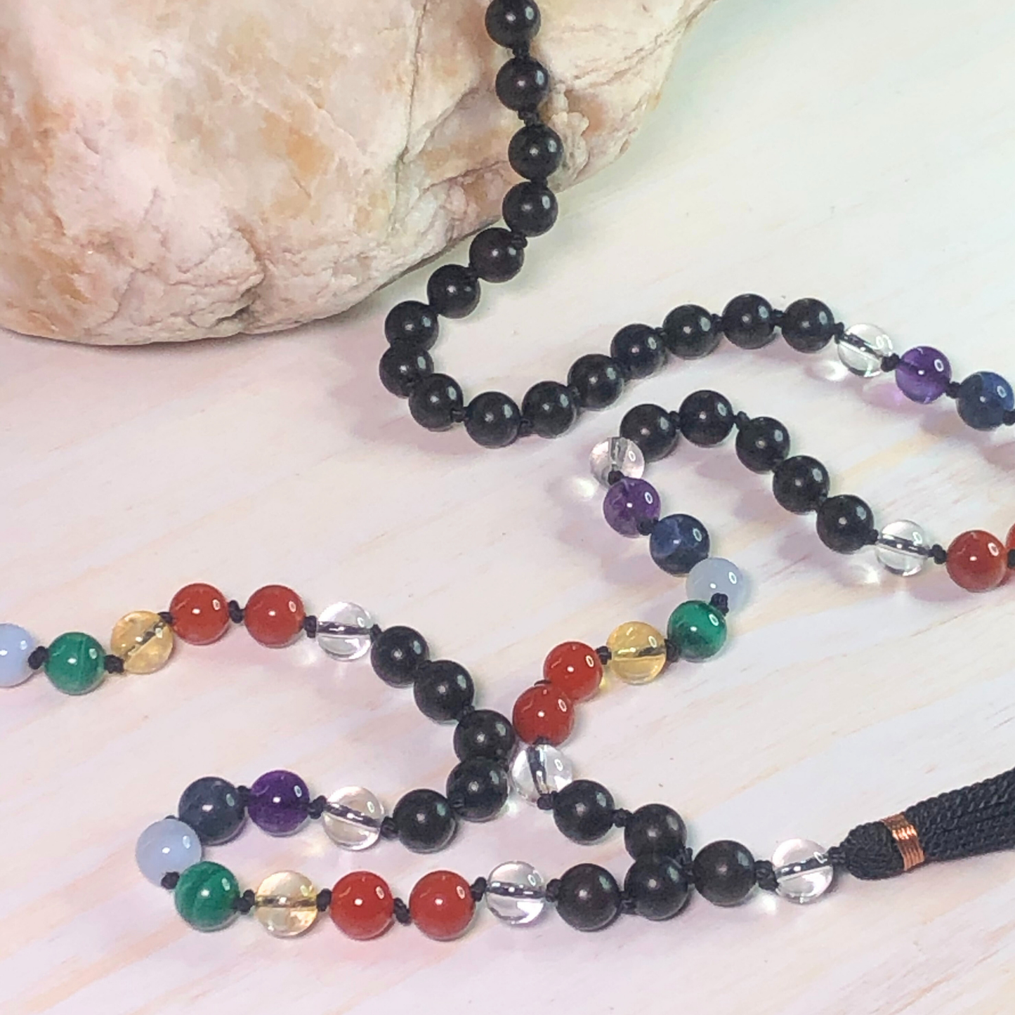 Healing Chakra Stones & Ebony Blackwood Mala