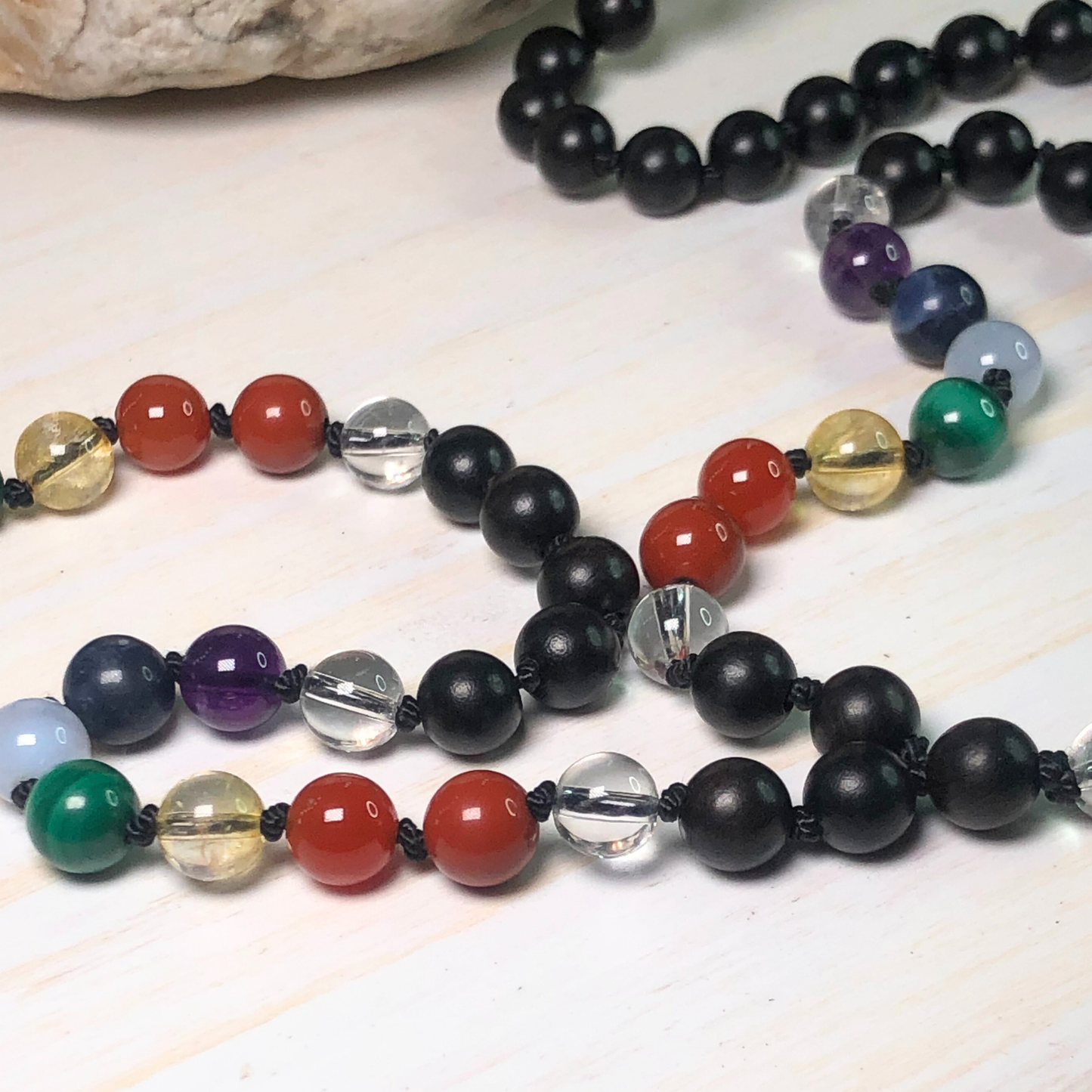 Healing Chakra Stones & Ebony Blackwood Mala