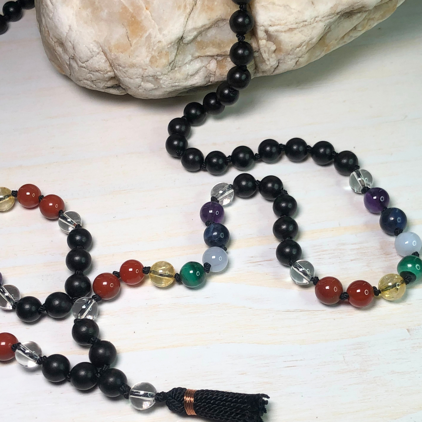 Healing Chakra Stones & Ebony Blackwood Mala