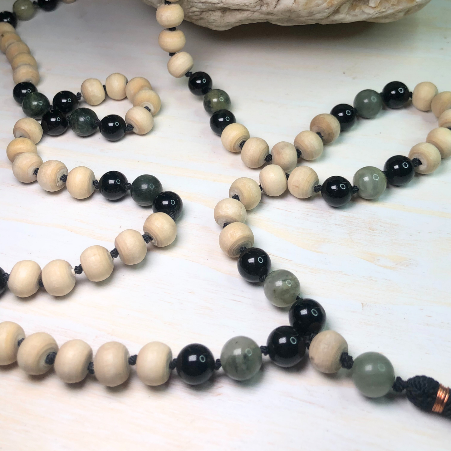 Onyx, Green Line Jasper & Tulasi Mala