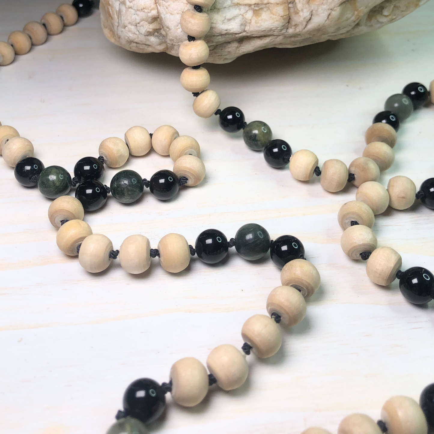 Onyx, Green Line Jasper & Tulasi Mala