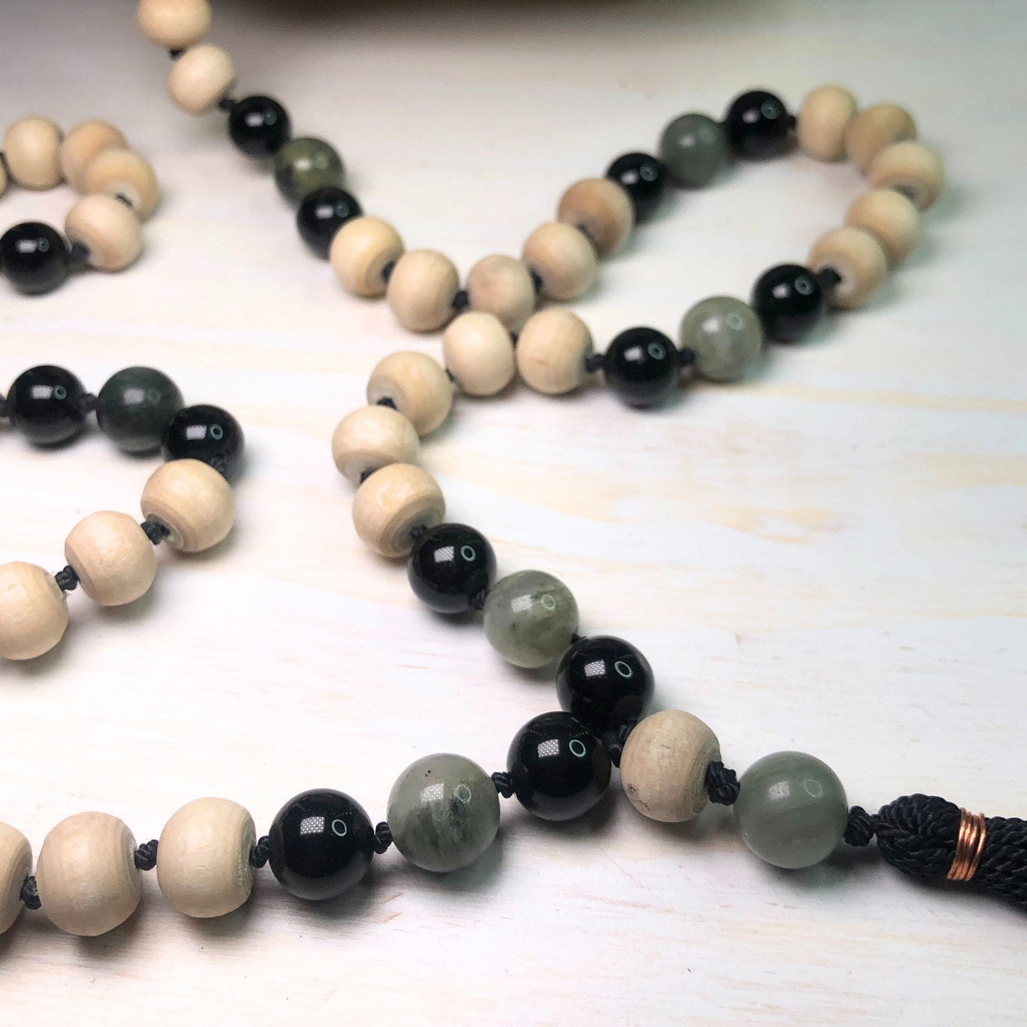 Onyx, Green Line Jasper & Tulasi Mala
