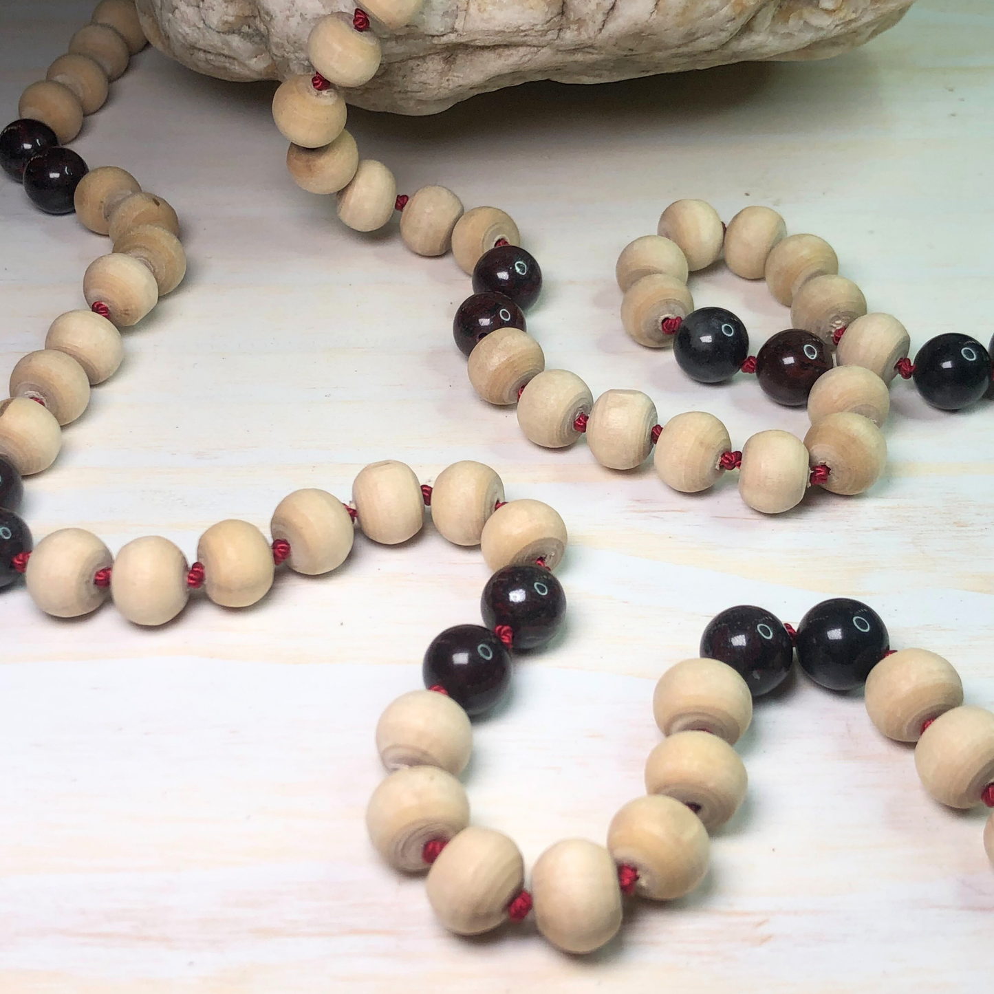Dark Red Brecciated Jasper & Tulasi Mala